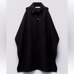 ZARA HOODED WOOL CAPE ZW LIMITED EDITION